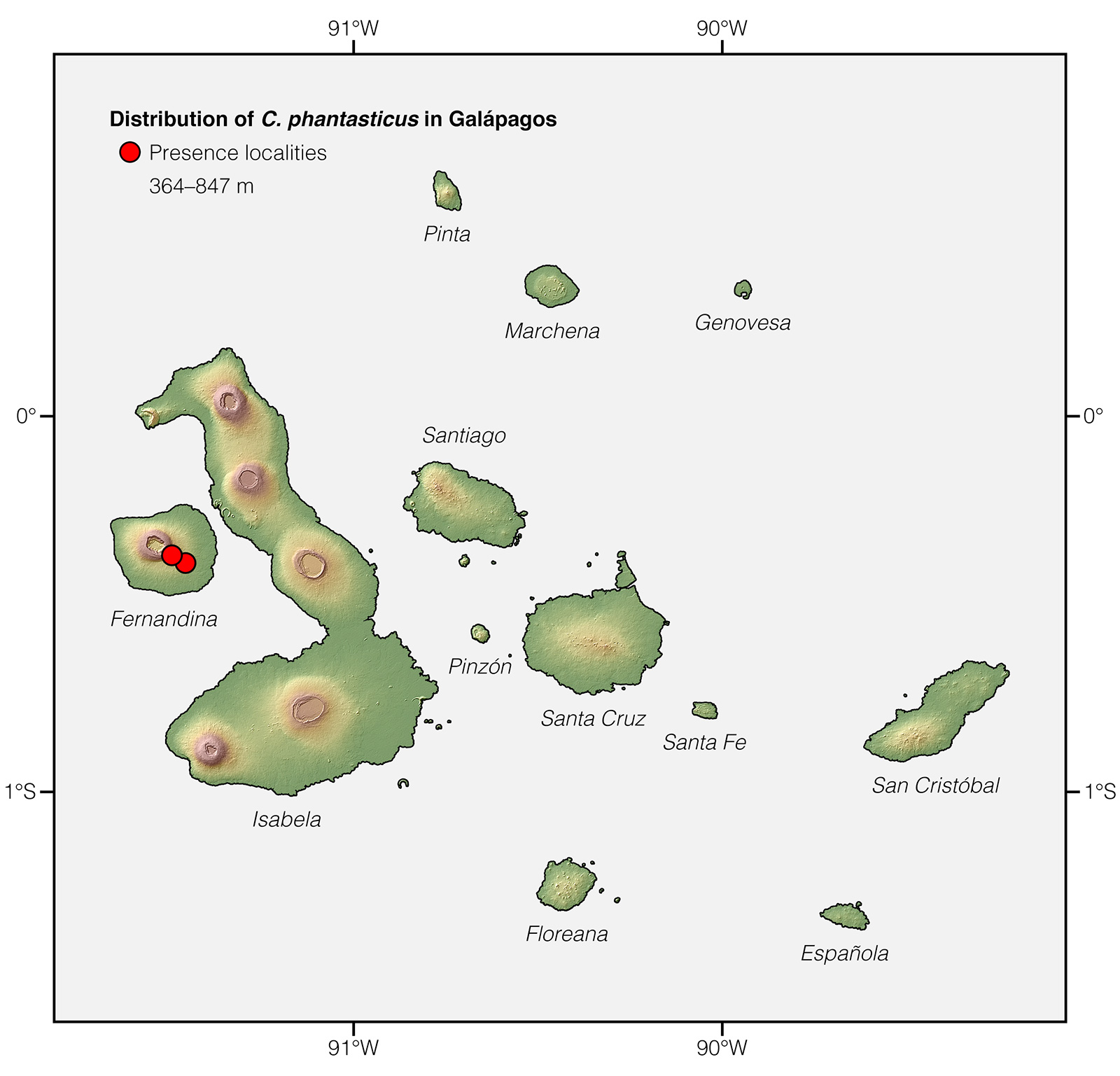 Distribution of Chelonoidis phantasticus