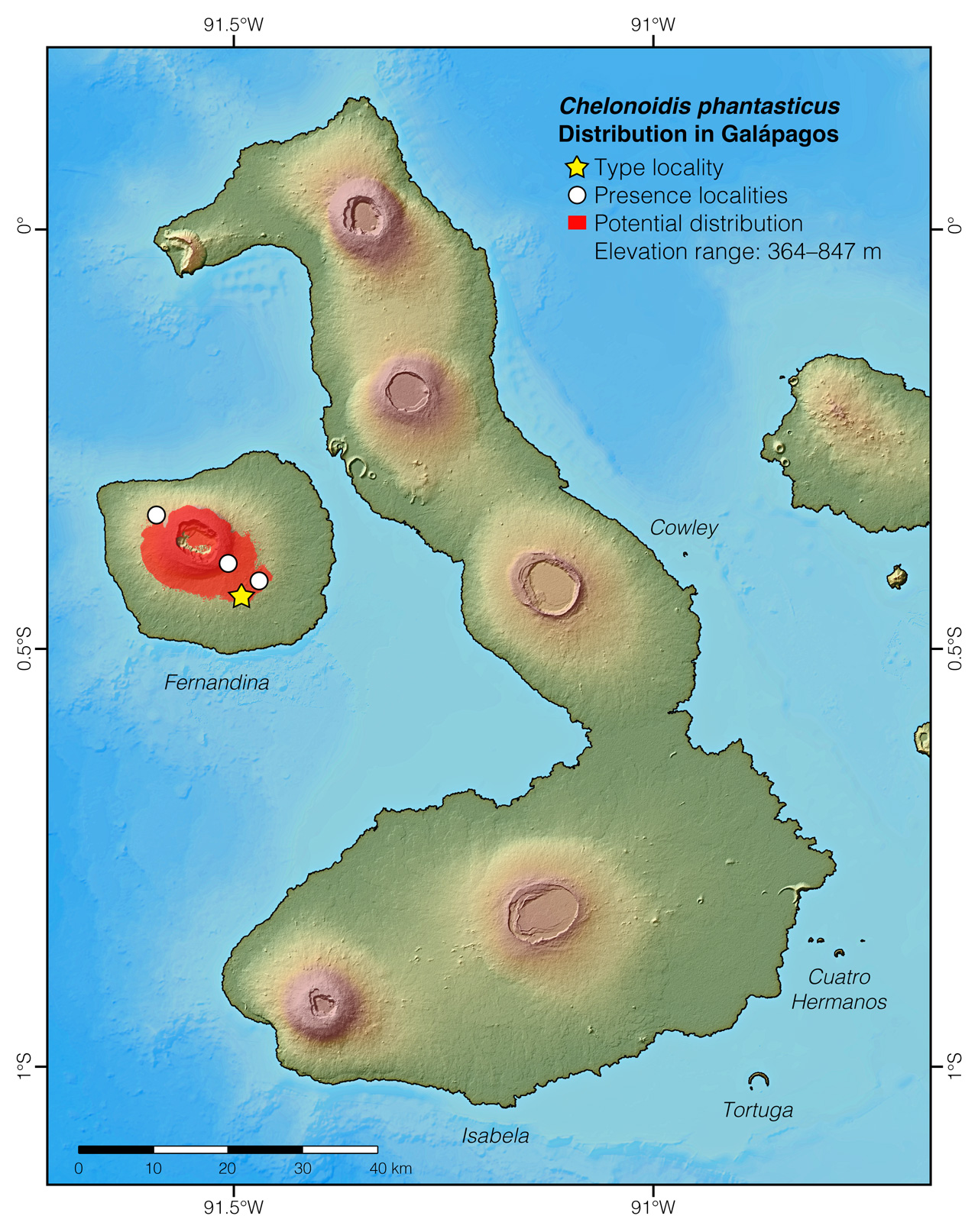 Distribution of Chelonoidis phantasticus