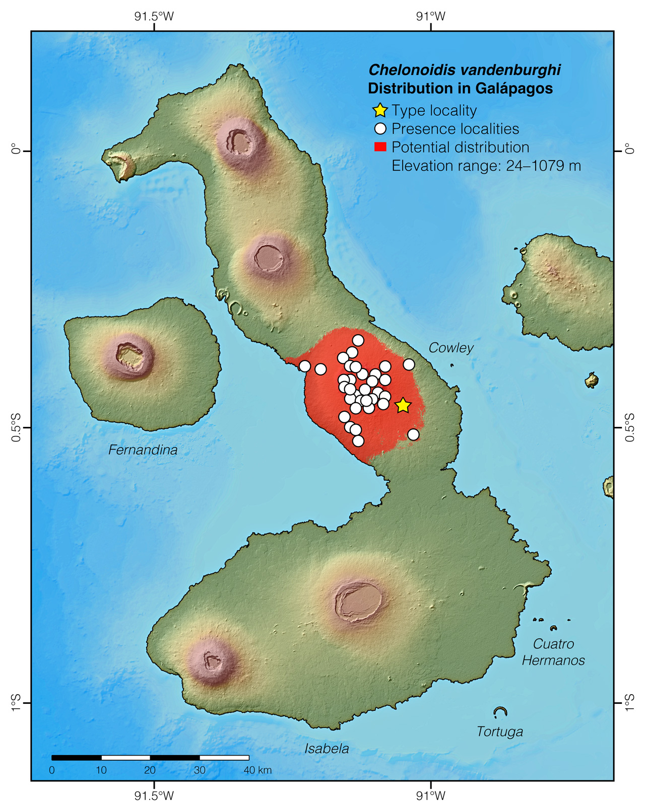 Distribution of Chelonoidis vandenburghi