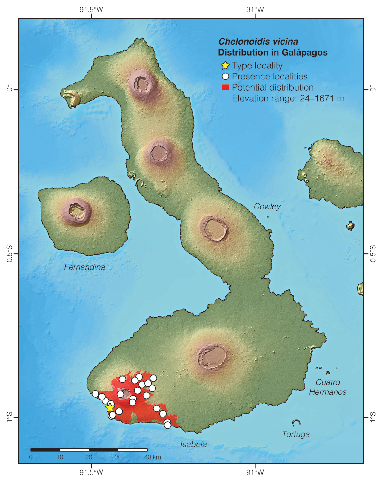 Distribution of Chelonoidis vicina