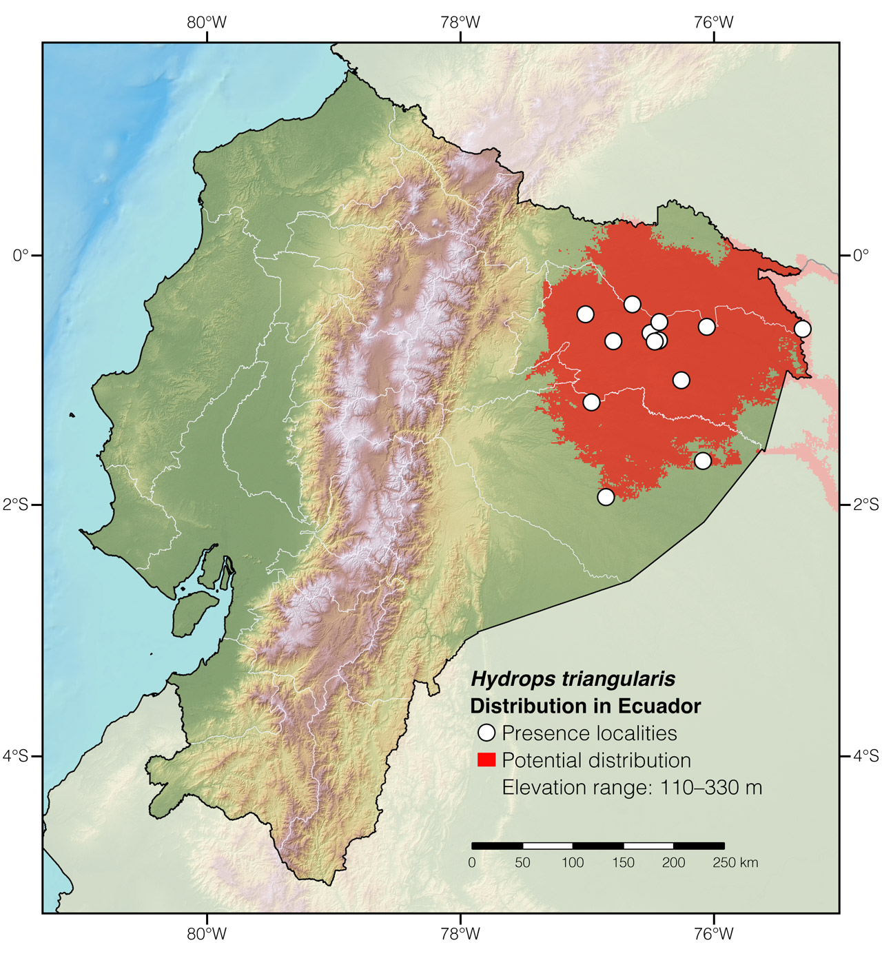 Distribution of Hydrops triangularis in Ecuador