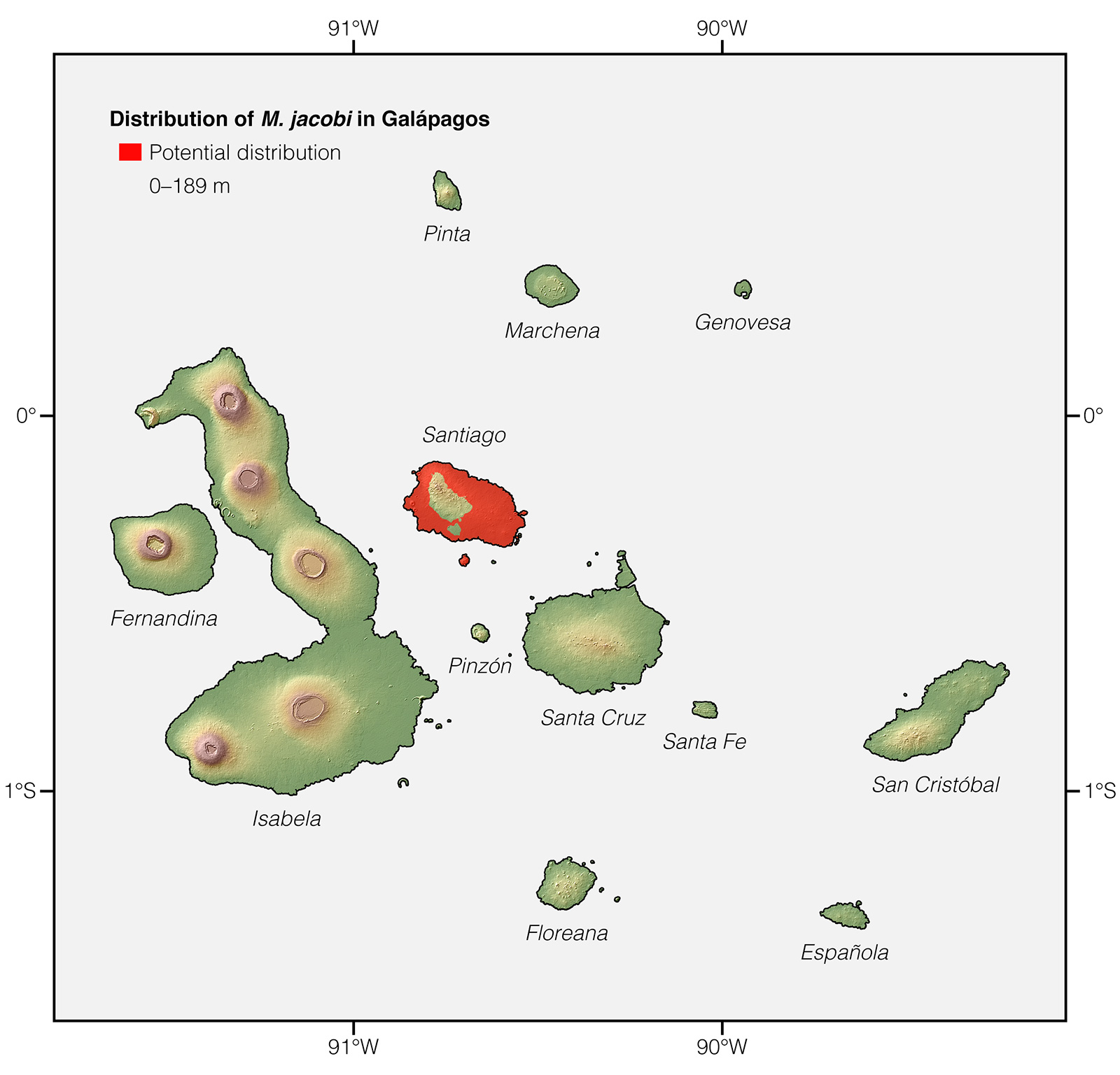 Distribution of Microlophus jacobi