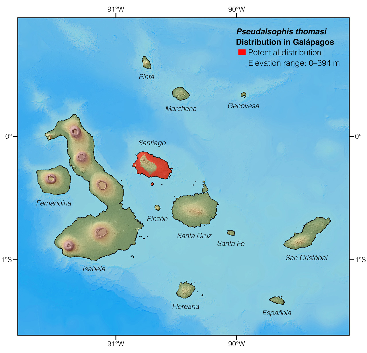 Distribution of Pseudalsophis thomasi