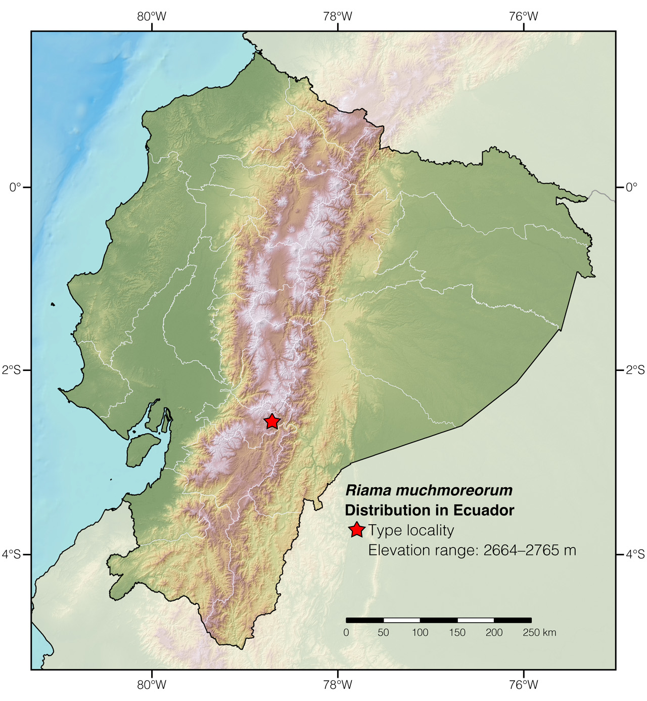 Distribution of Riama muchmoreorum in Ecuador